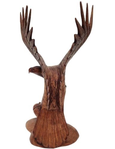 WorldBazzar Mahogany Wood Bald Eagle, 20 inch Hand Carved by Mr Putu American Indian Cowboy Horse (1)