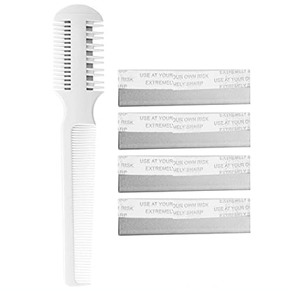 2 in 1 Pet Hair Cutting Combs Razor Comb Thinning with 5 Blades | Hair Cutter Comb for Removing Tangles, Knots and Loose Hair