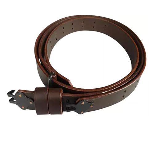 US M1907 Leather Sling WWII M1 Garand Rifle Sling (Leather & Steel Harware) - color: Russet Brown