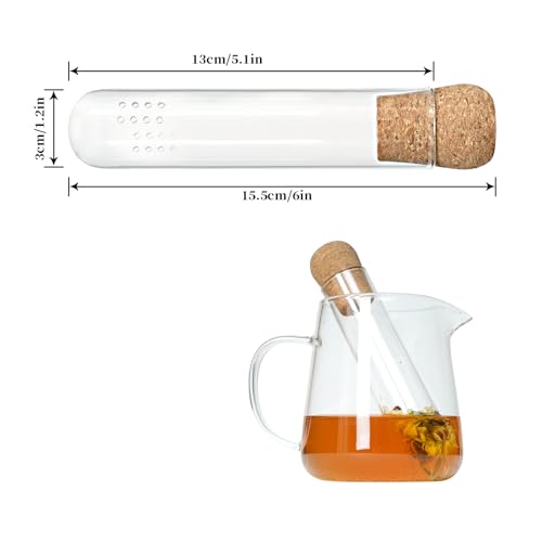 2 PCS Glass Loose Tea Infuser with Cork Lid Spoon Brush