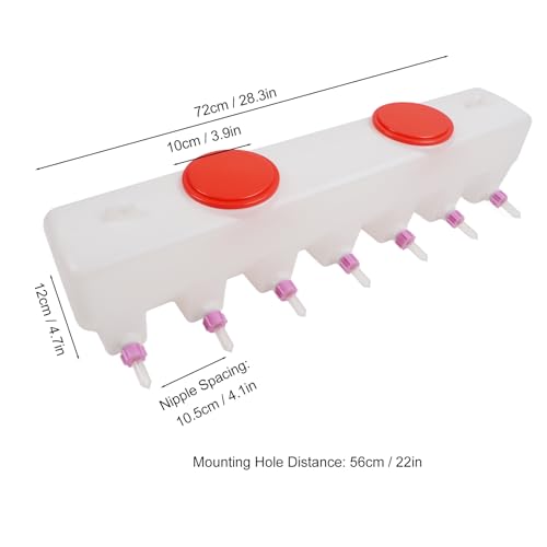 Livestock Milk Feeder 14 Nipple Double Sided Design for Lambs Calves and Piglets 9L Capacity with Silicone Drink Nipples and Check Valve