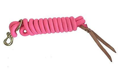 AJ Tack 9 Ft Nylon Lead Rope, 5/8 in, Leather Popper - color: Brown