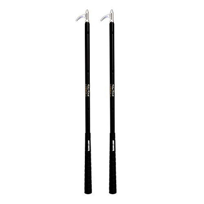 Hot-Shot Collapsible Livestock Sho-Stik, Adjustable Shaft, Black, 2-Pack | Locks at 38, 44, or 50-In, Collapses to 29-In, Push-Button Lock, Glass-Filled Hook, Golf-Style Grip, for Cattle and Horses
