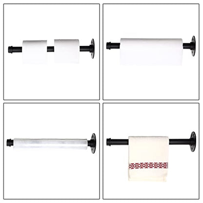 Sumnacon 2 Pack 14 Industrial Pipe Wall Mounted Clothing Rack Bar -- Metal Garment Bracket Frame - color: Black, size: 14 Inch