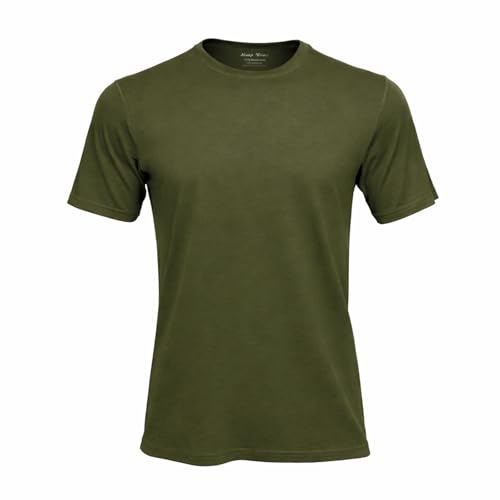 SHEEP RUN Men's Merino Wool Lightweight Hiking Running Workout Breathable Base Layer T Shirt - color: Olive Drab, size: Large