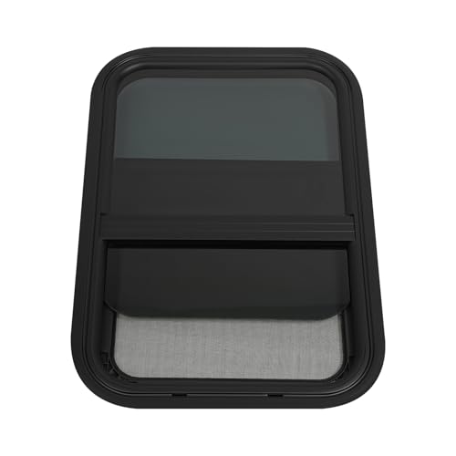Vertical Sliding Black RV Window for Teardrop, Cargo, Horse Trailer, Marine Camper Window Replacement,15" Wide x 22" Tall, 2 Pack (15"x22") - size: 15"x22"