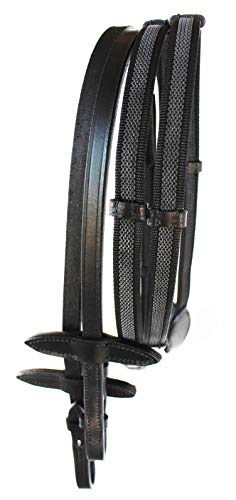 English Horse All Purpose Padded Leather Flash Bridle Reins Brass 803479 - color: Black, size: Full