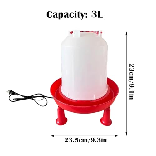 Heated Chicken Waterer for Winter, Automatic Thermostatically Controlled Heated 6L Outdoor Hanging Heated Poultry Waterer, Heated Waterer for Chicken Coop, Duck, Goose and Turkey Coops (Red-1pc)