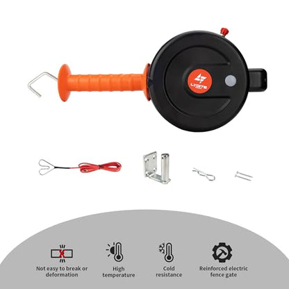 Electric Fence Gate Handle, Built in Diameter 6mm Electric Rope, Length 10M | Retractable, Enter and Exit Without Power Interruption, Uv Resistant, Highly Insulated, Easy To Install, 180° Installation - size: Wire Gate Handle - 10M