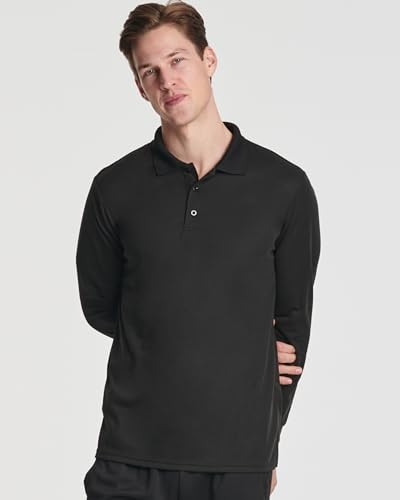 3 Pack Mens Long Sleeve Polo Shirts Dry Fit Golf Work Casual Collared Tops - color: Set 9, size: X-Large
