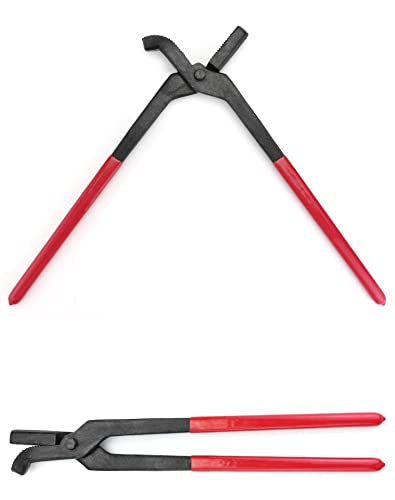 QWORK Horseshoe Pliers, 14" Horseshoe Nails Clincher, Hoof Nail Clincher Care Farrier Tool, Steel, Hoof Nippers, for Trimming Horse Hooves, 1 Pack