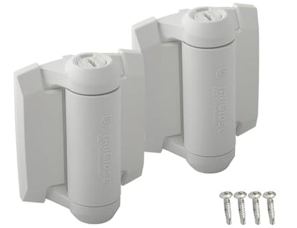 D&D TCA1S3WTS TruClose Regular Gate Hinge Square Metal Gates, White, 2 pcs. | Safety gate hinge, no alignment legs, self-closes metal gates up to 66 lb. For square gate posts. White, comes with 2 hinges - color: White, size: Adjustable gate gap: 3/8”–7/8”