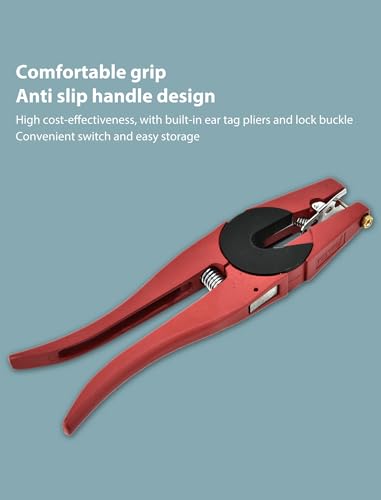 HEEPDD Livestock Ear Tag Plier, Alloy Animal Ear Tag Install Tool, Red