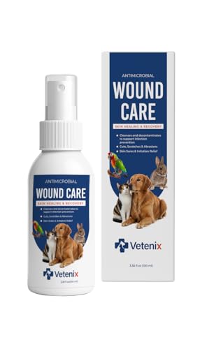 Dog Wound Care Spray | Healing Aid and Skin Repair, Clean Wounds, Relieve Dog Skin Allergies, Safe for All Animals. 3.38 Ounces