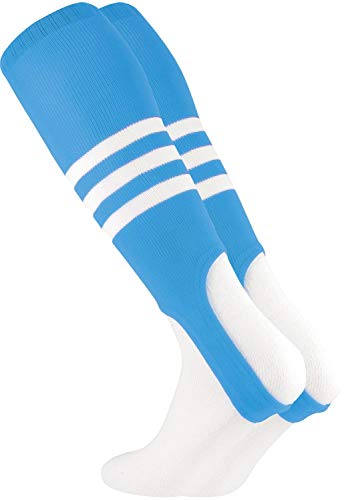 TCK Striped Baseball Stirrups - 7 Inch Cut USA Made - color: Columbia Blue/White, size: Large