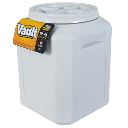 Vittles Vault Airtight Pet Food Storage Container + Scoop, Fits Up to 50lbs | Stores Dog Kibbles, Bird Seed, Oatmeal, Rice, Flour and Cereal in BPA Free Plastic, Sealed Airtight, Made in USA, with Scoop - size: 14.0"L x 14.0"W x 20.2"H