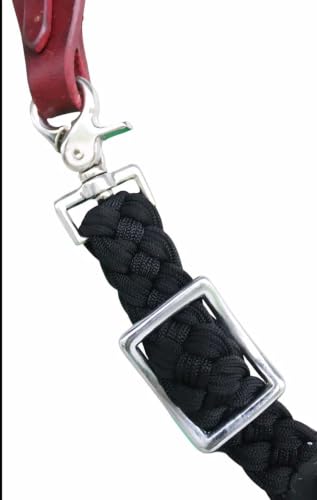 CHALLENGER Roping Knotted Horse Tack Western Barrel Reins Nylon Braided 8 Ft. Purple Snaps 60709 - color: Black