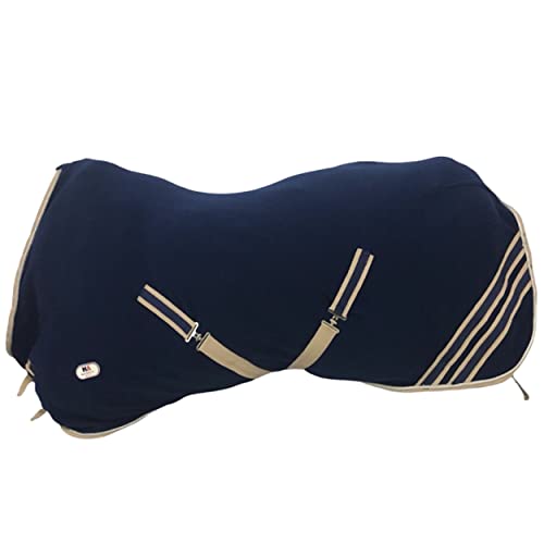 Majestic Ally Anti Pill Fleece Horse Blanket/Sheet with Silver Braided Rope (Navy, 76) - color: Navy, size: 76