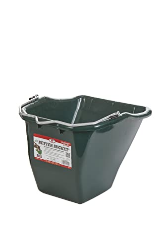 Little Giant® Plastic Better Bucket | Horse Feed Pail | Ergonomically Designed | Flat Back Bucket | Made in USA | 10 Quarts | Green - color: Green, size: 10 Quarts