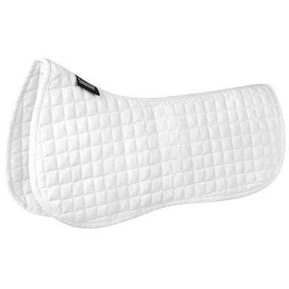 Harrison Howard Half Pad Pressure Relief Injury Prevention for Horses, Contoured Fit, Breathable Horse Riding Saddle Pad - color: white