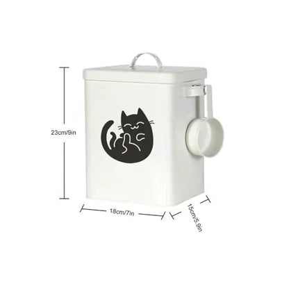 Galvanized Iron Pet Food Container Moistureproof Pet Snack Organizer Airtight Seal Dry Food Storage for Cats and Dogs(White) - color: White