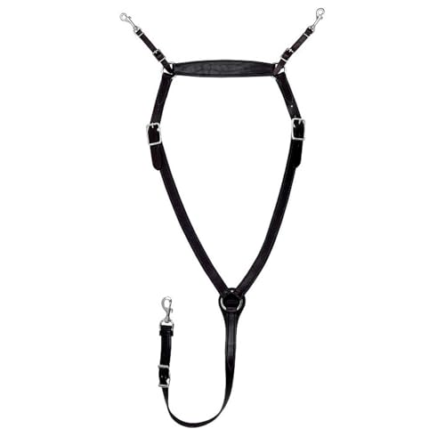Tucker Classic Montreal Breast Strap Trail Horseback Riding Equestrian Sports Saddle Support Tack w/Durable Leather Over-The-Neck Breast Collar, Metal Hardware & Fleece-Lined Chest Tab - color: Black/Chrome Hardware
