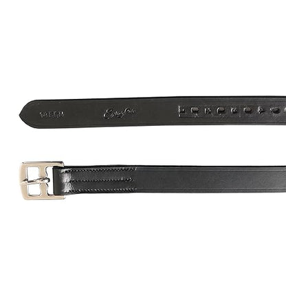 Exion Pre-Stretched English Stirrup Leathers | Non-Stretch Genuine Leather Stirrup Straps for English Saddles | 18 Numbered Holes Stainless Steel Buckles | Pair Black Havana Oak 48 54 58 62 - color: Black, size: 155 cm / 62"