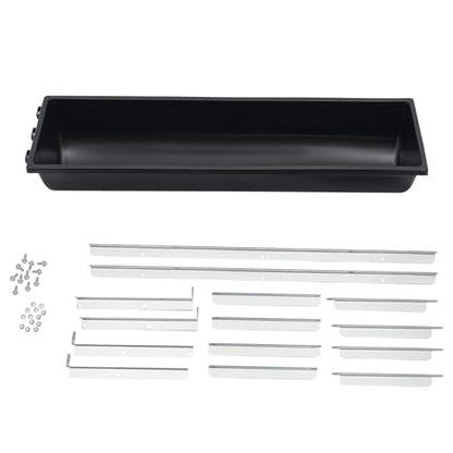Livestock Feed Trough with Metal Stand 39" Long Large Capacity Livestock Feeder for Lambs Foals Calves Sheep Horses Alpacas and Goats in Farm (Silver+Black) - color: Silver+Black