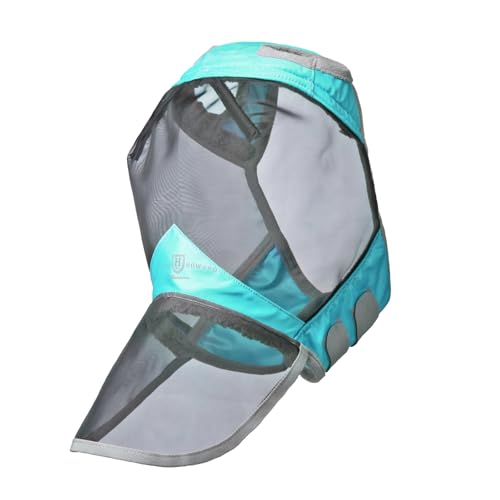 Harrison Howard CareMaster Pro Luminous Horse Fly Mask Large Eye Space Full Face Standard with Nose No Ears Summer Mint L - color: Summer Mint, size: L