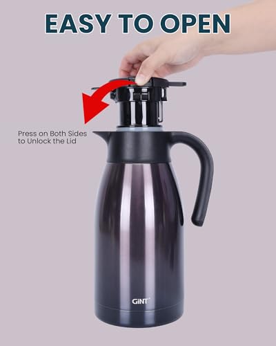 GiNT 1.9L / 64Oz Thermal Coffee Carafe, Insulated Stainless Steel Coffee Carafes for Keeping Hot/Double Walled Vacuum Thermal Carafe (Purple) - color: Purple, size: 64.2 Ounces