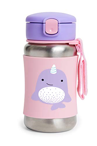Skip Hop Toddler Sippy Cup with Zoo Stainless Steel Straw Bottle, Narwhal - color: Narwhal
