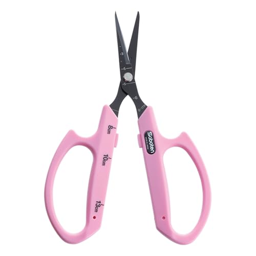 Saboten Fluorine Coated Straight Blade Trimming Scissors Pink PT-1 160mm Precision Gardening Bonsai and Floral Shears Made in Japan - color: Pink, size: Non-Stick Straight Blade