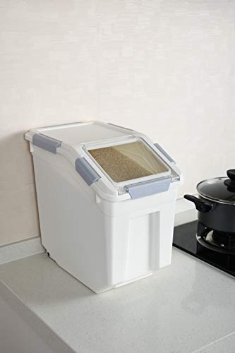 EonTone [2-Pack] 30 lbs Rice Storage Container, 15L Airtight Food Bin with Wheels for Flour, Pet Food - size: 15 Liters (pack of 2)