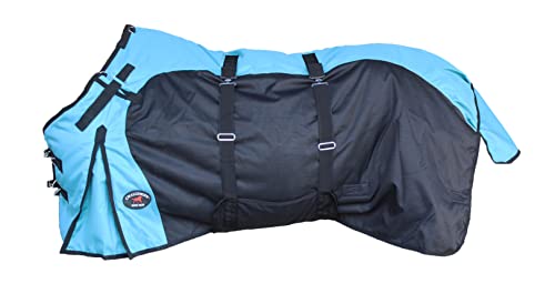Challenger 1200D Horse Turnout Waterproof Heavy Weight Winter Blanket 5EE20TL - color: Teal/Black, size: 80 inches