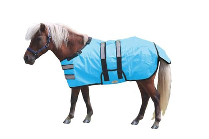 Derby Originals Mini Horse & Foal Winter Turnout Blanket – Reflective, No-Hardware Design, 600D Waterproof Outer, 150g Insulation, 170T Lining, Adjustable Fit, 1-Year Warranty (Hurricane Blue, Medium) - color: Hurricane Blue