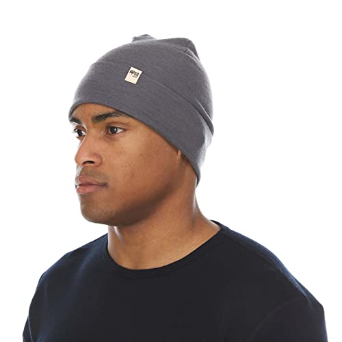 100% Merino Wool Cuff Beanie - Mens & Womens Warm Winter Hat - Watch Cap - Toque - Novelty Beanie - One Size Fits Most - color: Charcoal Gray