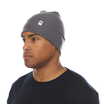 100% Merino Wool Cuff Beanie - Mens & Womens Warm Winter Hat - Watch Cap - Toque - Novelty Beanie - One Size Fits Most - color: Charcoal Gray