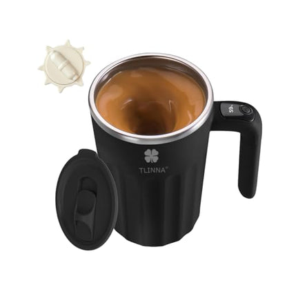 Drink Stirrer,Self Stirring Mug,Self Stirring Coffee Mug,Suitable for Coffee, Milk, Cocoa and Other Beverages (Black, 12 Ounces) - color: Black