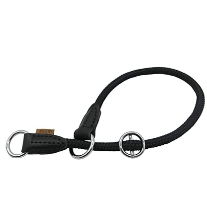 Braided Round Martingale Dog Collar, Training Collar with Slidable Stop Ring - Ideal for Small Medium Dogs (M- (1/3") - 18" Long, Black) - color: Black, size: M- (1/3") - 18" Long