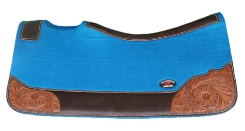 Horse 32"x30" Western Contoured Wool Felt Therapeutic Saddle Pad 39252 - color: Turquoise