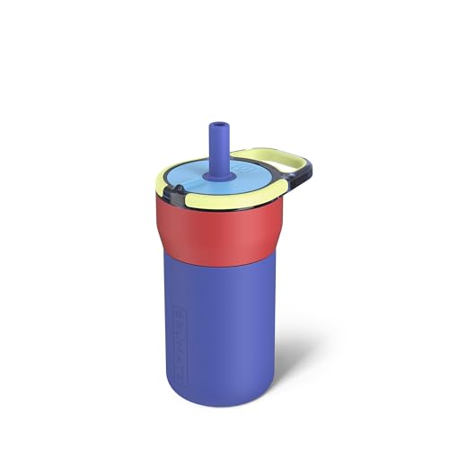BrüMate Leap 12oz 100% Leakproof Kids Tumbler with Handle and Silicone Soft Straw | Drop Resistant Silicone Sleeve | For Kids 4+ | Insulated Stainless Steel | Cup Holder Friendly | 12oz (Supernova) - color: Supernova