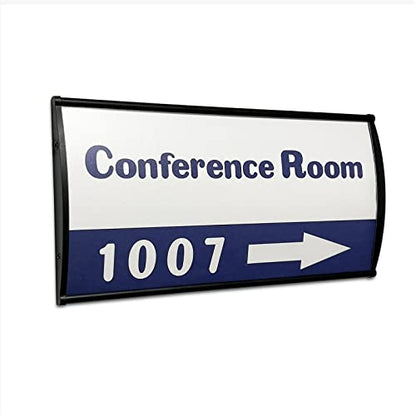 2Pcs Curved Name Plate Holder for Wall or Door 8" x 4", Black | Wall-Mount Office Door Sign Holder, Sturdy Aluminum Sign Frame for Business Cubicle, Adhesive Tape & Protective Plastic Film - style: 2 packs Curved Sign Holder