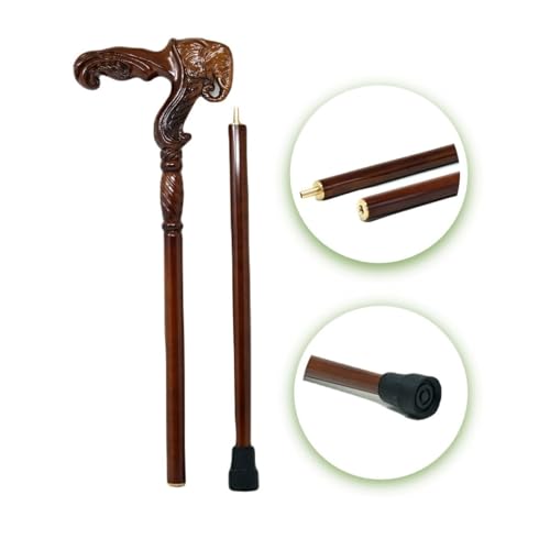 Hand Carved Wooden Walking Cane with Ergonomic Handle and Rubber Tip for Men and Women - Fashionable Unique Walking Stick for Seniors - 37 inch - style: Elephant