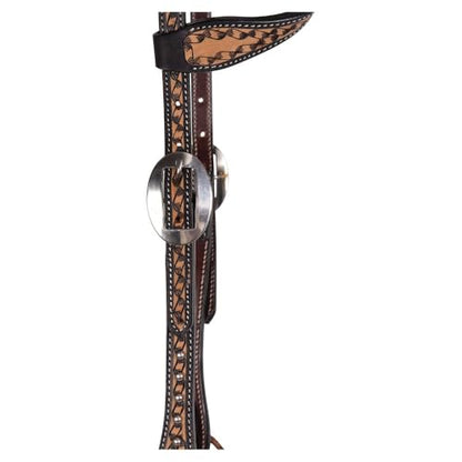 Schneiders Black Edged Ribbon Tooled One Ear Headstall | Elegant Argentine Leather | Rust-Resistant Hardware | Horse Headstall for Work, Ranch, and Trail Riding | Size Full Horse