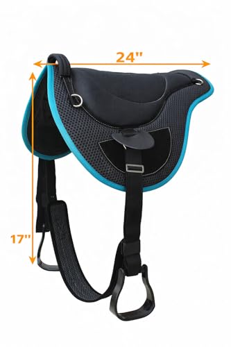 CHALLENGER Horse Saddle PAD Horse Western Lightweight Breathable Neoprene Bareback 39TS03 - color: Black/Turquoise