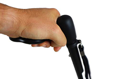 KMINA Folding Walking Cane for Women and Men, Palm Grip, Left Hand, Black - style: Left