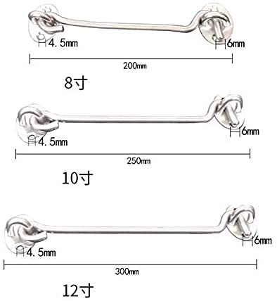 8 Inch Cabin Hook Eye Latch Wind-Proof Lock Shed Stainless Steel Gate Door Window Safety Stopper Silent Holders Catch Lock with Mounting Screws - size: 8 Inch
