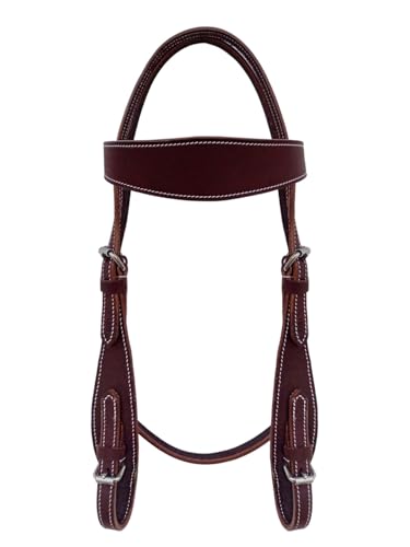 CHALLENGER Latigo Leather Western Bridle with Roller Adjustable Horse Headstall 78JBridle - color: Latigo Broad Browband, size: Pony