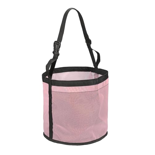 Horse Feed Bag, Horse Muzzle Hay Bags with Adjustable Strap Nylon Mesh Waterproof Bottom Grain Horses Bag, (Pink, L,1 Pcs), Intended for Feeding Grain/Powder/Hay - color: Pink, size: L
