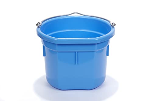 Little Giant® Flat Back Plastic Animal Feed Bucket | Animal Feed Bucket with Metal Handle | Horse Stall Feeding and Watering Supplies (Berry Blue, 8 Quart) - color: Berry Blue, size: 8 Quart